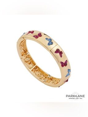 Park Lane Papillion Butterfly Bracelet Gold Pink Blue Crystals Statement Bangle